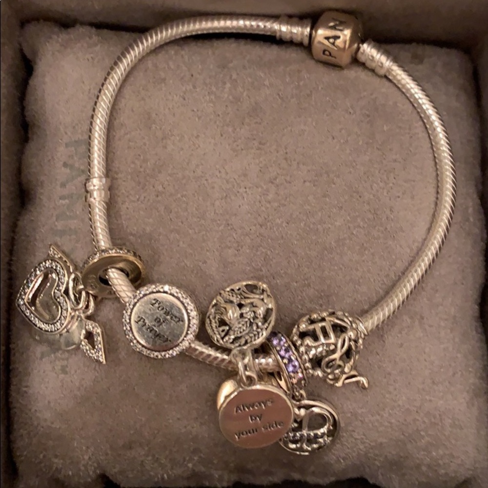 Pandora bracelet and 5 charms